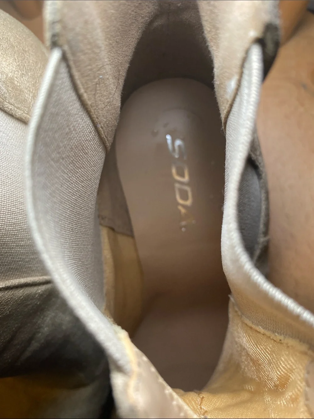 Soda Taupe Suede Ankle Booties with Elastic Side Panels